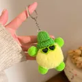Porte-clés en peluche jaune avec bonnet vert et lunettes de soleil en cœur - Style Lunettes de Soleil Coeur Bonnet Vert Jaune (F-4575)