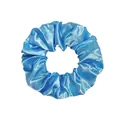 Satin scrunchie in light blue with glossy pleated texture for ponytail hairstyles - Satin Sky Blue