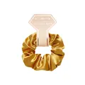 Goldenes Satin-Haargummi auf rosa Karte mit Spruch To have and to hold your hair back - Satin Ingwergelb
