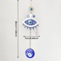 Blauer türkischer Evil Eye Wandbehang mit Hamsa Hand und detaillierten Maßangaben - Böser Blick Hängedekoration