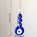 Ciondolo malocchio in vetro blu con corda di canapa e perline, lunghezza 25cm casa - Ornamento Sospeso Malocchio
