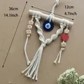 Handmade macrame wall hanging with evil eye bead and DAD wooden heart charms - Father's Day Style (DAD)