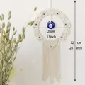 Handwoven bohemian Evil Eye wall hanging with off-white cotton rope and blue beads - Style E Blue Eye Tapestry