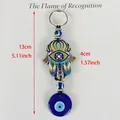 Hamsa Hand and Evil Eye keychain charm for bags or cars, length 13cm or 5.11 inches - Intricate Mandala Painted Style 05