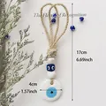 Handgemaakte Evil Eye hanger met witte ronde hanger en blauwe kralen, lengte 17 cm - Wit
