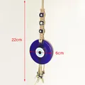 Decorazione da parete Evil Eye 22cm con ciondolo in vetro blu e nappe di perline - Stile Perla Blu