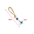 Turkish Evil Eye hanging ornament with blue glass bead and woven jute rope, 18cm long - Round / White