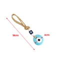 Blue Evil Eye glass ornament with woven hemp rope and 18cm long decorative beads - Round / Light Blue