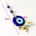 Ciondolo Evil Eye in vetro 5cm con corda intrecciata da 22cm e perline colorate - 22cmx5cm / Stile A