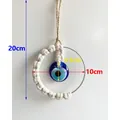 Decorazione da parete malocchio fatta a mano con anello in cotone 10cm e ciondolo vetro - Bianco