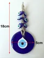 Handmade Evil Eye charm with blue glass beads and woven cord, 18cm total length - Blue Style