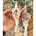 Ciondolo bohémien fatto a mano con occhio turchese, nappa e anello dorato da 6cm - 6CM di diametro / Piccolo