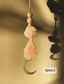 Decorazione bohémien fatta a mano con pietre di sale arancioni e luna in metallo inciso - Pietra Arancione Luna d'Argento (Option 2)