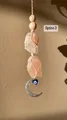 Decorazione murale boho con pietre di sale rosa e ciondolo a luna con malocchio blu - Cristallo Rosa Luna d'Argento Malocchio (Option 3)