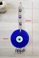 Decorazione murale malocchio turco blu con disco in vetro e nappe di juta fatte a mano - Stile Disco Occhio Blu (Ciondolo 8cm)