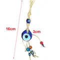 Handmade woven Evil Eye hanging charm with 3cm glass bead and 16cm total length - Multicolor Beads Style (Random Color)
