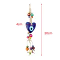 Handgefertigter Evil Eye Herzanhänger mit bunten Perlen und Kordel, 20 cm Länge - Stil 1
