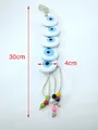 Decorazione da parete turca fatta a mano con occhio blu nappa colorata e corda di canapa - Bianco