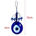 Blue glass Evil Eye hanging ornament with 15cm length for wall decor and car interior - Blue