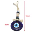 Blue glass evil eye wall hanging ornament with white cotton woven cord for car decor - Short Woven Style (Style 1)