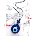 Blue Turkish evil eye glass charm with 3.5cm pendant and 18cm blue rope strap - Washer Style / Blue