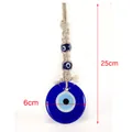 Bohemian evil eye wall hanging ornament with 6cm blue glass bead and 25cm length - Long Tassel Style (Style 2)