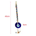Decorazione murale Malocchio fatta a mano con vetro blu 8cm e corda in iuta 40cm - Pendaglio Malocchio Blu 40cm (Ciondolo 8cm)