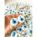 Pendentifs Evil Eye en verre bleu faits main avec corde de jute naturelle en vrac - Mauvais Œil Bleu Foncé Avec Corde en Chanvre (104)