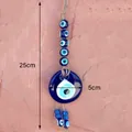 Detail von 25cm Böser Blick Glasanhänger mit Juteseil und leuchtend blauen Perlen - Blaues Auge Anhänger