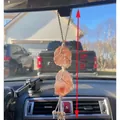 Handmade woven car hanging ornament with orange salt stones and wooden beads, 18cm long - Style A