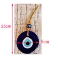 Hanging evil eye decor with golden beads and blue glass pendant for wall or car - Blue Eye 8cm Diameter