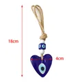 Ciondolo cuore malocchio in vetro blu da 18cm per decorazione murale in stile turco - Cuore Blu