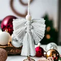 Angelo in macramè fatto a mano in cotone bianco con frange per decorazioni natalizie - Stile 2