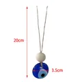 Pendaglio occhio turco blu con perla in legno e corda di iuta, altezza 20 cm - Malocchio Blu Con Perla in Legno