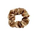 Chouchou élégant en satin champagne doré avec texture soie et finition brillante - Grand Satin / Marron