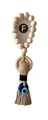 Custom wood bead pendant with letter F, jute tassel and blue Evil Eye charm - Letter F Hemp Rope Tassel Style (F)