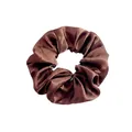 Chouchou élégant en satin marron foncé avec un lustre métallique lisse pour cheveux - Grand Satin / Brun Rouge
