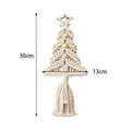 Albero di Natale in macramè color crema fatto a mano con stella di legno, 30x13cm - Albero di Natale bianco