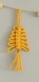 Handmade yellow macrame Christmas tree ornament with elegant tassels and gold thread details - Yellow Small Christmas Tree