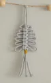 Handmade gray macrame Christmas tree ornament with elegant golden thread and fringe detail - Gray Small Christmas Tree
