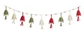 Handmade boho Christmas tree garland with red, green and white woven tassels and beads - 9-Piece Set
