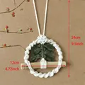 Handmade Bohemian Christmas tree wall hanging in white cotton with green tassels - Green Christmas Tree Pendant