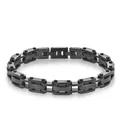 Detail van zwarte roestvrijstalen schakelarmband met matte afwerking en sluiting - Zwart