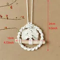 Handmade cream macrame Christmas tree ornament with wooden ring and snowflake detail - White Christmas Tree Pendant