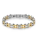 Detail van de tweekleurige roestvrijstalen schakelarmband in goud en zilver - Tweekleurig (Goud & Zilver)