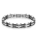 Macro-opname van industriële stalen schakelarmband met zwarte rubberen inzetstukken - Tweekleurig Zwart