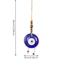 Handgefertigter Evil Eye Wandbehang mit bunten Perlen und Naturjuteseil, Gesamtlänge 33cm - Königsblau