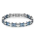 Schakelarmband van roestvrij staal in industriële stijl in zilver en blauw geborsteld - Zilver Blauw