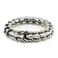 Macro shot of silver stainless steel dragon bone link bracelet with detailed metal texture - 18cm / Antique Silver