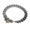 Vintage stainless steel dragon head bracelet with blue stone eyes and golden accents - Vintage Dragon Head